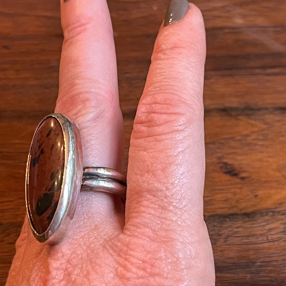 Handcrafted artesian mahogany obsidian large stone set in heavy sterling silver! - Picture 9 of 9